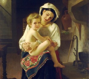 Bouguereu William-Adolphe- Jeune femme admirant son enfant. 1871. Coll. particulière.